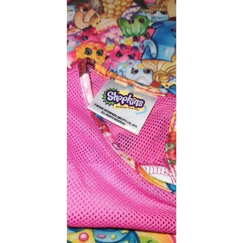 SHOPKINS girl's all over print dress XS 4/5  costume mesh neck Pink